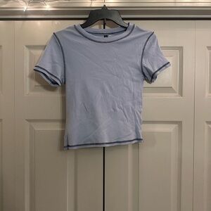 Divided Sky Blue Tee with Navy Trim